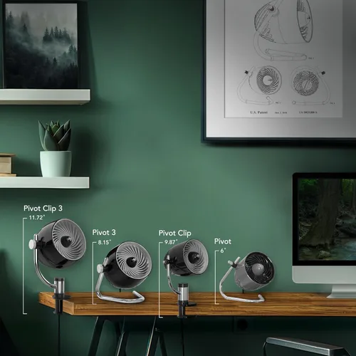 Vista 2 de Vornado Pivot - Ventilador de circulación de aire personal, 6 pulgadas, ventilador de viaje portátil silencioso, 3 velocidades, champán