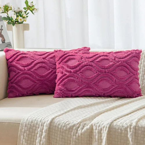 Vista 37 de MIULEE - Juego de 2 fundas de almohada de lana sintética suave y afelpada, fundas decorativas de estilo bohemio para sofá, sala de estar, cama, 16 x