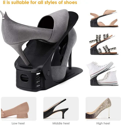 Vista 3 de Soerreo Caja de almacenamiento con ranura para zapatos, estante ajustable para zapatos, ahorra espacio, adecuado para tacones altos y bajos, tenis