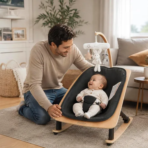 Vista 2 de Evolur Tory - Mecedora y silla 2 en 1, color negro