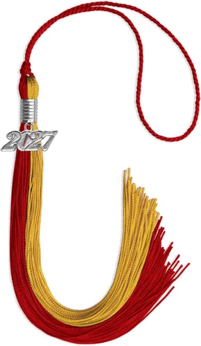 Vista 276 de Endea Graduation Borla de doble color con gota de fecha plateada (negro/oro antiguo, 2025)