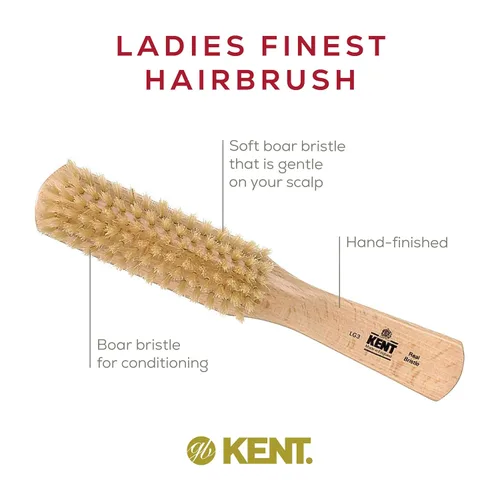 Vista 4 de Kent LG3 - Cepillos para el cabello más finos para mujeres, cepillo estrecho de madera de haya natural y cerdas de jabalí, para cabello fino