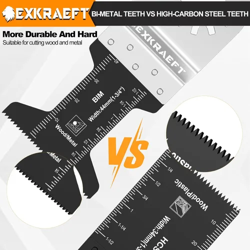 Vista 3 de Juego de 26 cuchillas oscilantes para herramientas oscilantes, de titanio, para madera, plástico, metal, bimetálicas, para Dewalt Milwaukee Ryobi