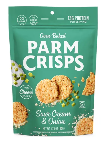 Vista 5 de ParmCrisps - Galletas crujientes de queso cheddar, hechas simplemente con queso 100% REAL Snacks keto saludables, bajos en carbohidratos, altos