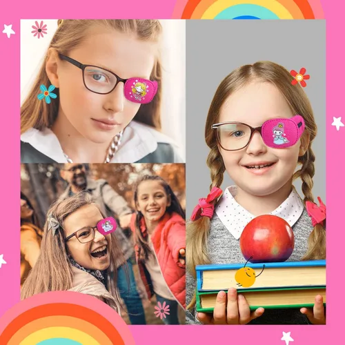 Vista 7 de WSHSTS 6 parches de ojos para niños, niñas, niños, parche colorido suave para ojos, parches para ojos perezosos, ojos izquierdo o derecho