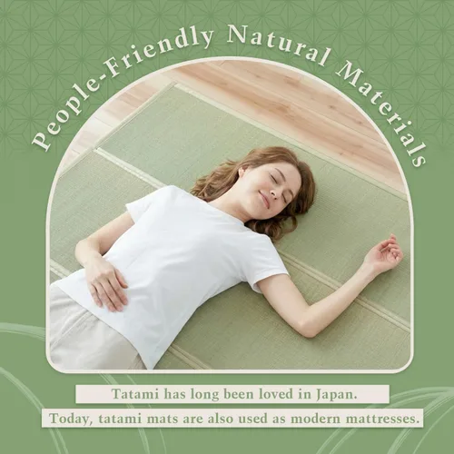 Vista 3 de Tatami Mat – Colchón plegable de tatami japonés Igusa, futón para dormir en el suelo de hierba rush, meditación, yoga Zen Tatami, individual XL por