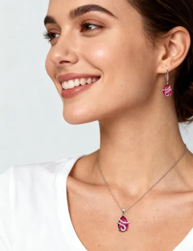Vista 2 de STARCHENIE Juego de joyas de plata de ley 925 con rubí para mujer, con piedra natal de corte pera, regalo de julio