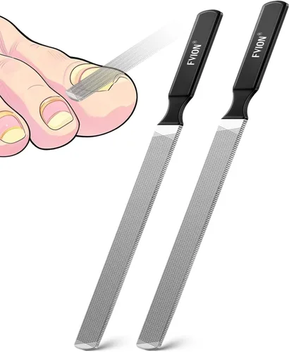 Vista 8 de FVION 2 limas de uñas largas de acero inoxidable de doble cara para uñas gruesas, lima profesional de uñas de los pies, herramienta de cuidado