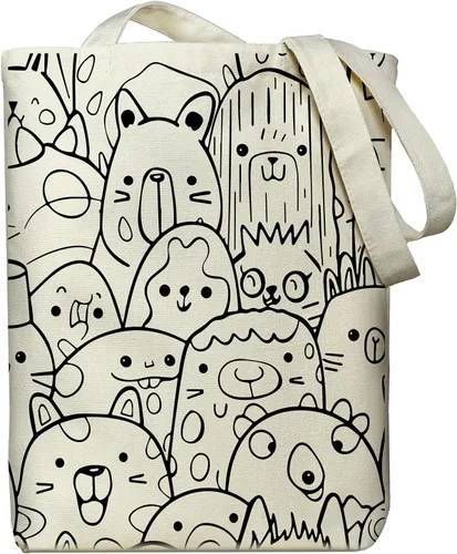 Vista 10 de itgowisa Bolsa de lona reutilizable con cremallera y asas, bolsillo grueso, para compras, compras, playa, regalo Adoptdontshop