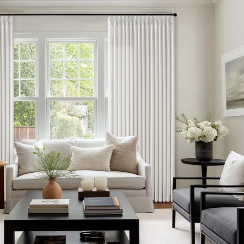Vista 84 de TWODRAPES Cortinas de Lino Plisadas con Pinza Beige Blancas de 54 Pulgadas de Largo 2 Paneles para Comedor Cocina Dormitorio Plisadas Semi