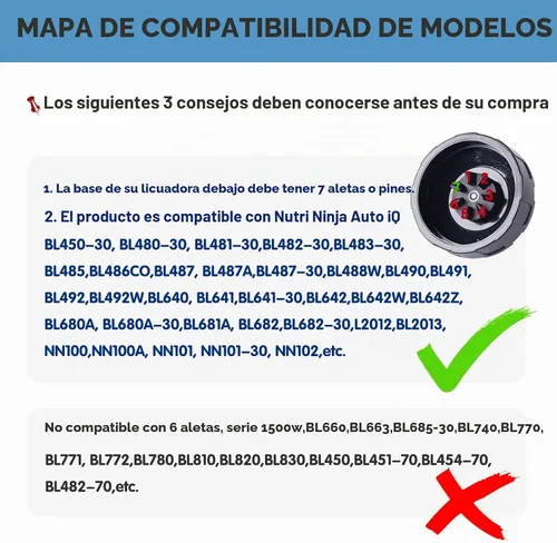 Vista 5 de Piezas de repuesto Ninja Blender, hoja de licuadora Ninja de 7 aletas, ensamblaje de cuchilla de licuadora actualizado para licuadoras Nutri Ninja