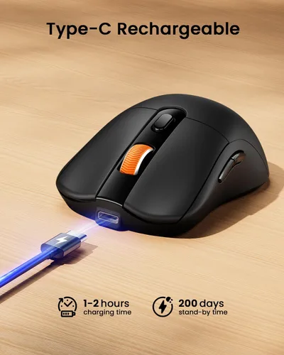 Vista 4 de ProtoArc Mouse inalámbrico Bluetooth para MacBook Pro/Air, mouse USB C, EM15 recargable y ligero, portátil para laptop, iPad, tableta, Chromebook