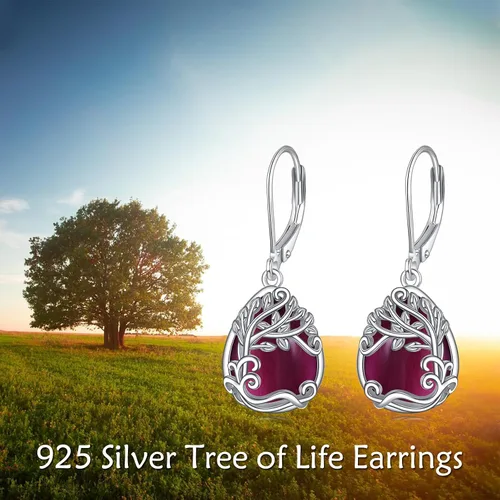 Vista 65 de Aretes colgantes con forma de lágrima de filigrana de piedra lunar de plata de ley 925 con cierre de palanca para mujer, regalos de joyería