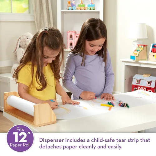 Vista 2 de Melissa & Doug. Tablero de madera de dispensador de rollo de papel con papel bond blanco (12 pulgadas X 75 pies)