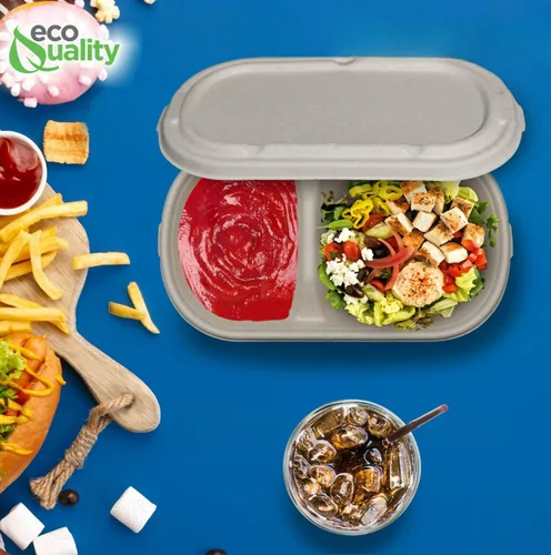 Vista 7 de Cuencos desechables de 29 onzas con tapas de fibra, cuencos rectangulares compostables de papel biodegradable de caña de azúcar, ecológicos, aptos