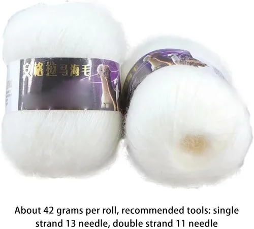 Vista 6 de 2 rollos de madejas de mohair de hilo de ganchillo para tejer, 1.48 oz, madejas de punto suaves y esponjosas, madejas de punto para ropa, suéter