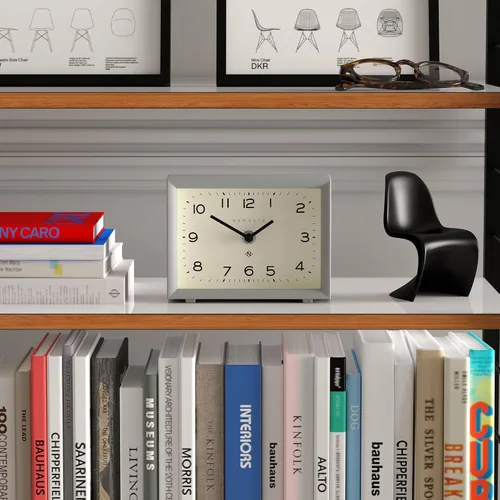 Vista 3 de NEWGATE Henry - Reloj de escritorio, diseño rectangular contemporáneo, gris elegante, fácil de leer, estilo moderno para escritorio, mesa, estante