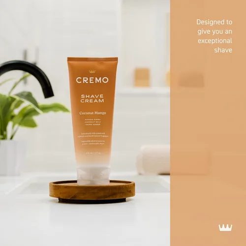 Vista 2 de Cremo Crema de afeitar para mujeres para piel sensible, hidratante, coco y mango, crema de afeitado ultra-deslizante para mujeres, combate rasguños