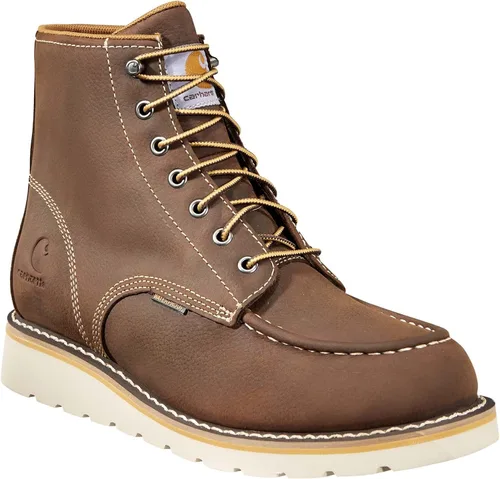 Vista 6 de Carhartt Botas de trabajo impermeables de 6 pulgadas con cuña de punta de acero tipo mocasín para hombre marrón oscuro aceitado bronceado