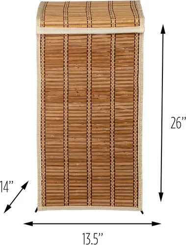 Vista 5 de Honey-Can-Do Cesta de mimbre de bambú con tapa HMP-01619 Natural 26 pulgadas de alto