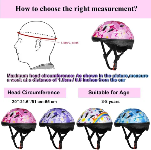 Vista 5 de Lamsion - Casco para niños ajustable para niños de 3 a 8 años, niños y niñas, casco para niños pequeños con juego de equipo deportivo de protección