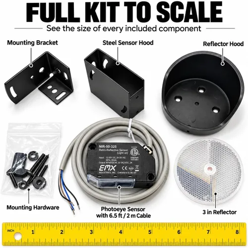 Vista 7 de EMX NIR-50-325 UL325 Kit fotoocular retrorreflector, 50 pies, NC/10K