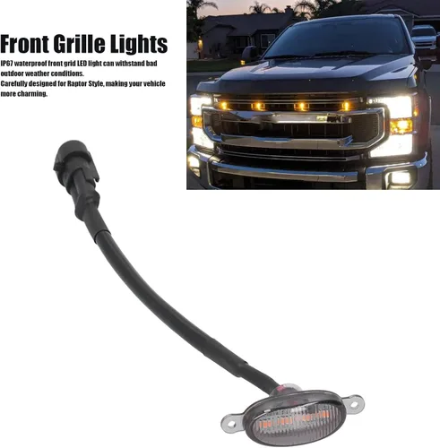 Vista 5 de Luces LED universales para parrilla delantera, iluminación ámbar para rejilla de auto, LED decorativo para automóvil, camioneta, SUV, todoterreno