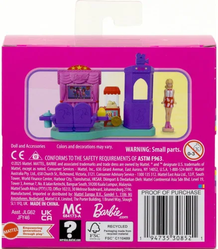 Vista 6 de Barbie Juego de mini casa de muñecas: Barbie Land con muñeca de 1.5 pulgadas, muebles y accesorios