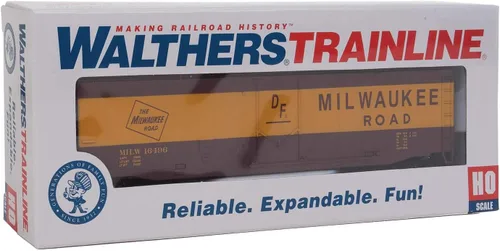 Vista 7 de WalthersTrainline Boxcar Milwaukee Road Ready to Run, rojo/amarillo
