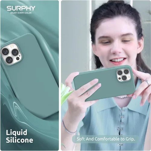 Vista 6 de SURPHY Funda magnética diseñada para iPhone 13 Pro Max compatible con MagSafe (6.7 pulgadas versión 2021), funda de silicona líquida con forro