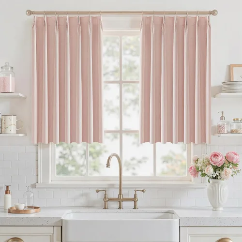 Vista 49 de UHITECH Cortinas plisadas pequeñas de 35 pulgadas de largo, cortinas opacas cortas para ventanas de sótano, aislamiento térmico, cortinas opacas