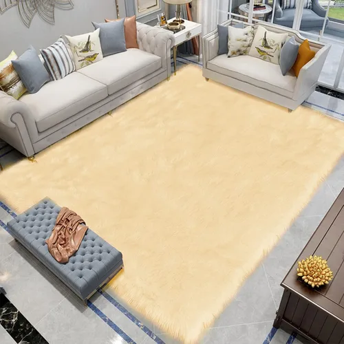 Vista 108 de Latepis - Alfombra rectangular de piel sintética tipo lana de oveja suave y esponjosa de estilo bohemio para sala de estar, dormitorio y residencias