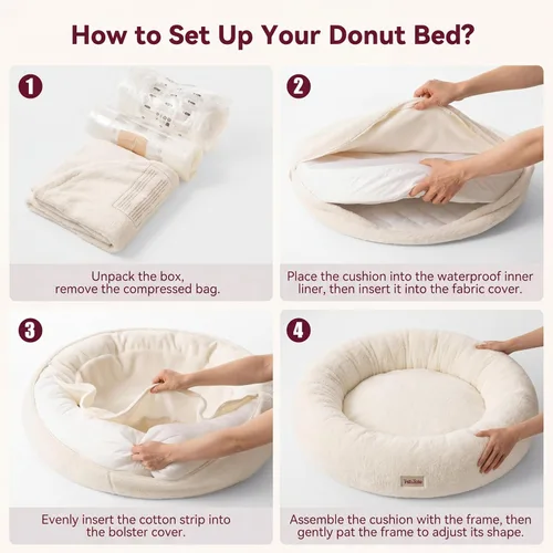 Vista 9 de Cama refrescante y calmante para perros grandes – Cama ortopédica redonda de espuma viscoelástica para aliviar la ansiedad y apoyo