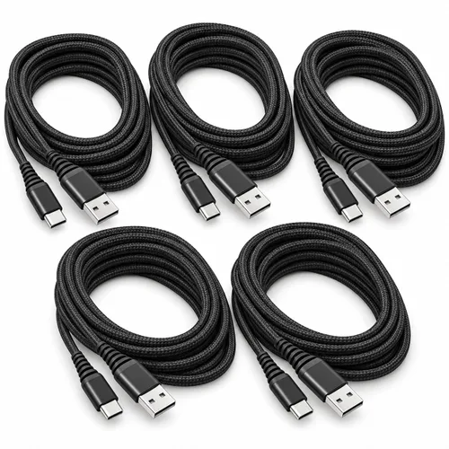 Vista 8 de Paquete de 5 cables USB tipo C [6 pies Carga rápida 3A trenzados] - Cable de carga USB-A a USB-C, compatible con iPhone 17 16 15 Plus Pro Max