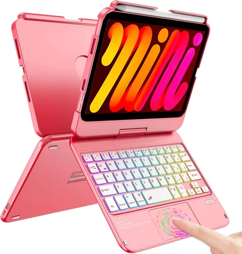 Vista 10 de FUWANG Funda con teclado y panel táctil para iPad mini 7 A17 Pro 2024 y Mini de 6ª generación 2021 de 8.3 pulgadas - Teclado retroiluminado de 7