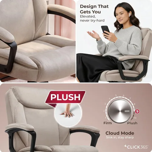 Vista 5 de Click365 Transform 1.0 Silla de oficina ergonómica, silla de escritorio con respaldo medio con brazos acolchados, soporte lumbar, altura ajustable