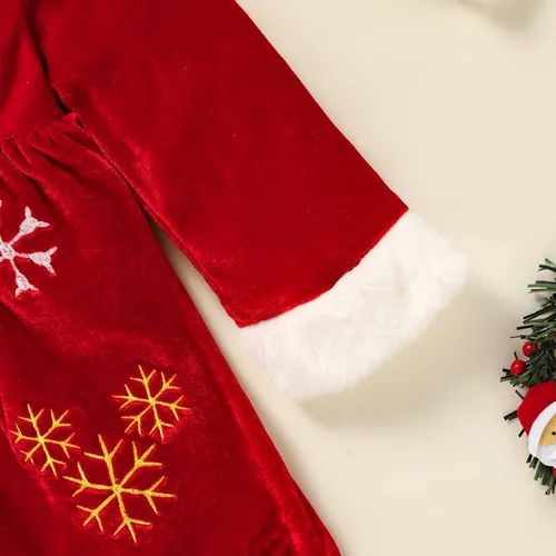 Vista 5 de GRNSHTS Toddler Baby Girl Christmas Dress Velvet Santa Long Sleeve Dress with Hat 2PCS Xmas Costumes