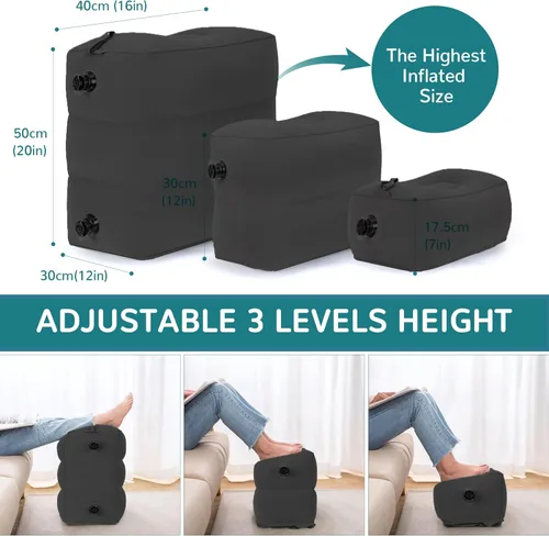 Vista 2 de Almohada Reposapiés Inflable Negro