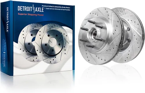 Vista 48 de Detroit Axle - Rotores perforados delanteros de 10.827 in + pinza de freno lateral del pasajero de repuesto para Toyota RAV4 Prius V Lexus HS250H