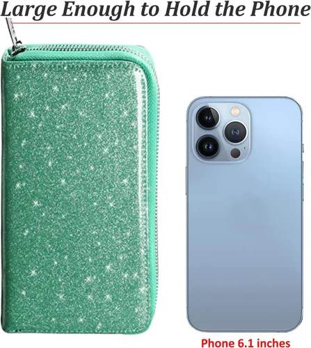 Vista 5 de Easyoulife Cartera de cuero genuino para mujer con tarjetero RFID seguro 36 ranuras