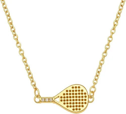 Vista 8 de Collar de pádel para mujer, collar con colgante de raqueta de acero inoxidable, regalo de joyería deportiva para jugadores de pádel, compañeros