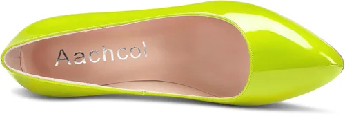 Vista 4 de Aachcol Zapatos de tacón alto para mujer, plataforma oculta, cierre de punta redonda, tacón alto, sin cordones, para oficina, boda, fiesta, zapatos