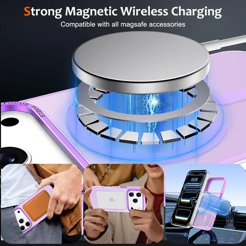 Vista 839 de Anuck - Funda magnética para iPhone 11 compatible con MagSafe, carcasa trasera mate translúcida dura, borde de TPU, delgada, resistente a impactos