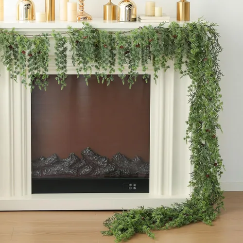 Vista 11 de MIZII - Guirnaldas de Navidad de 6 pies de largo, guirnalda artificial de pino verde con toque real, vegetación artificial verde, decoraciones