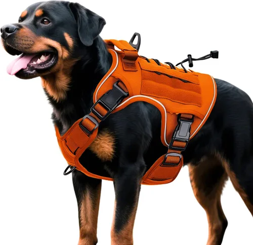 Vista 69 de Arnés táctico para perros grandes, chaleco reflectante ajustable sin tirones con sistema Molle, control de grado militar K9 para entrenamiento