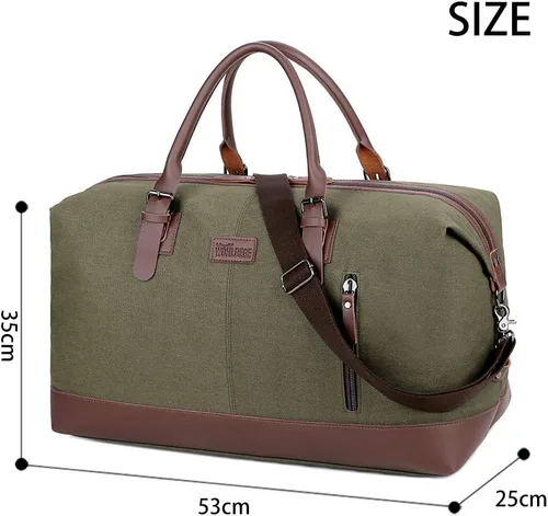 Vista 6 de Wohlbege Bolso de viaje de gran capacidad para hombre, bolso cruzado de fin de semana, bolso de mensajero de hombro para hombre, bolso de lona