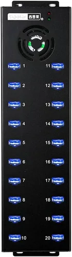 Vista 8 de Concentrador USB alimentado – 16 puertos 120 W USB 3.0 Hub – Hub de carga para múltiples dispositivos con adaptador de corriente de 12 V/10 A