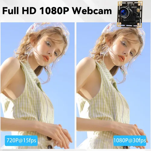 Vista 2 de Módulo de cámara USB 1080P, cámara web de poca luz con lente de 0.1 in Tablero de cámara industrial Lightburn, Plug and Play, compatible