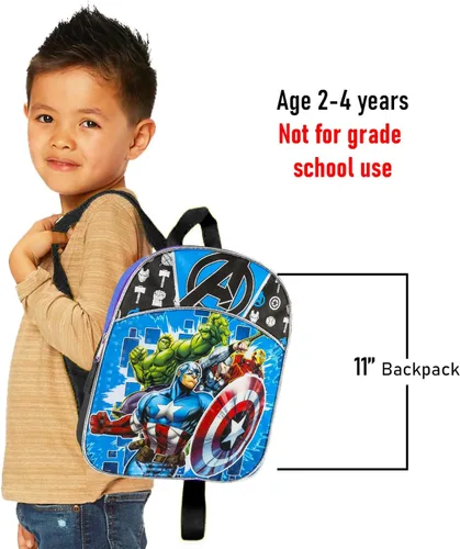 Vista 13 de Marvel Mini mochila Avengers para niños, Azul/Negro, Mini mochila de los Vengadores