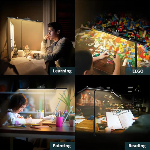 Vista 6 de Led Desk Lamp for Office Home, Architect Desk Lamp with Clamp, Ultra Bright Dimmable Table Light, Stepless Dimming and Tempering Desk Light for